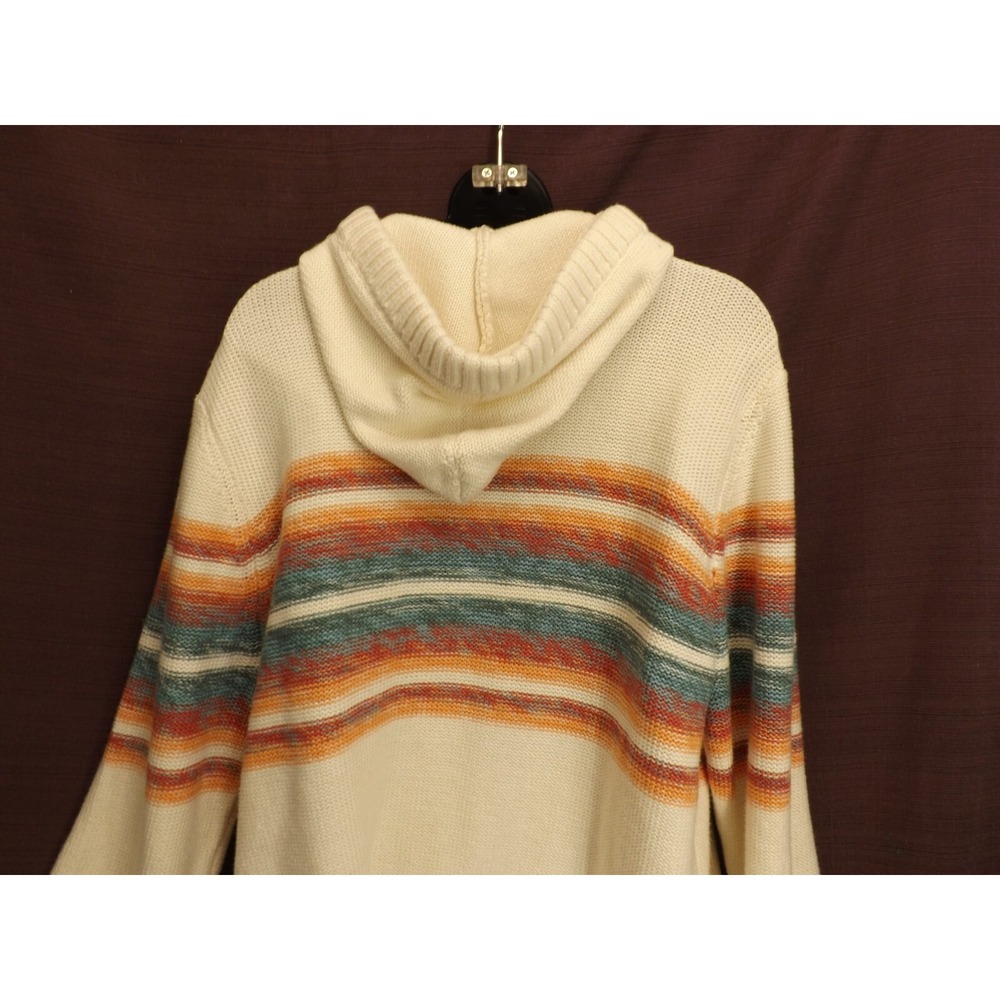 American Eagle AE White Striped Sweater Hoodie - Kangaroo pocket - Men's size L - Picture 7 of 16